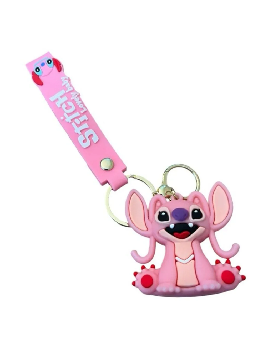 Stitch & Lilo Angel Pink Lovely Baby Mini Keychain Key Ring Wristlet New